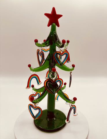 Love Is Love Rainbow Glass Christmas Tree Figurine 6”