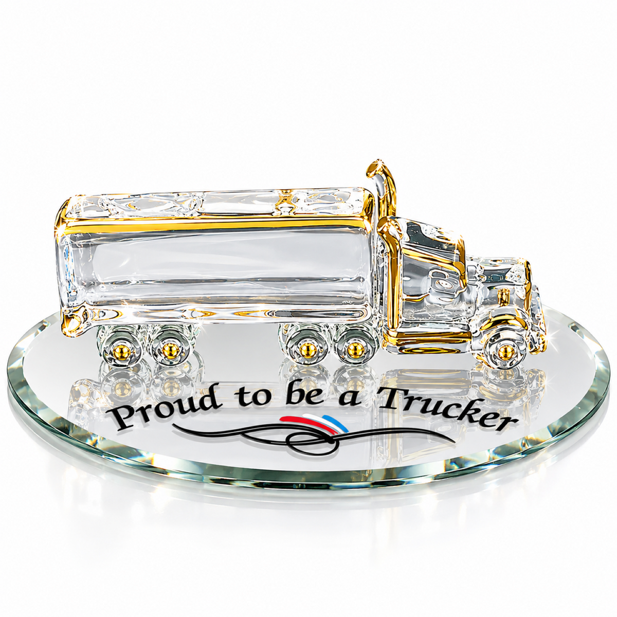 Glass Semi Truck Figurine, Trucker Gift, Big Rig Decor Handcrafted Figurine