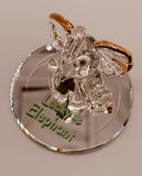 Lucky Elephant Glass Figurine | Handcrafted Elephant Decor with Clover and Crystal Eyes