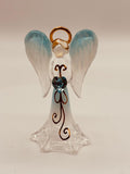 Blue Angelique Glass Figurine | Handcrafted Angel with Blue Crystal Heart