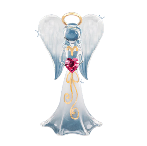 Glass Angel Figurine White Angelique Accented w/ Genuine Crystals