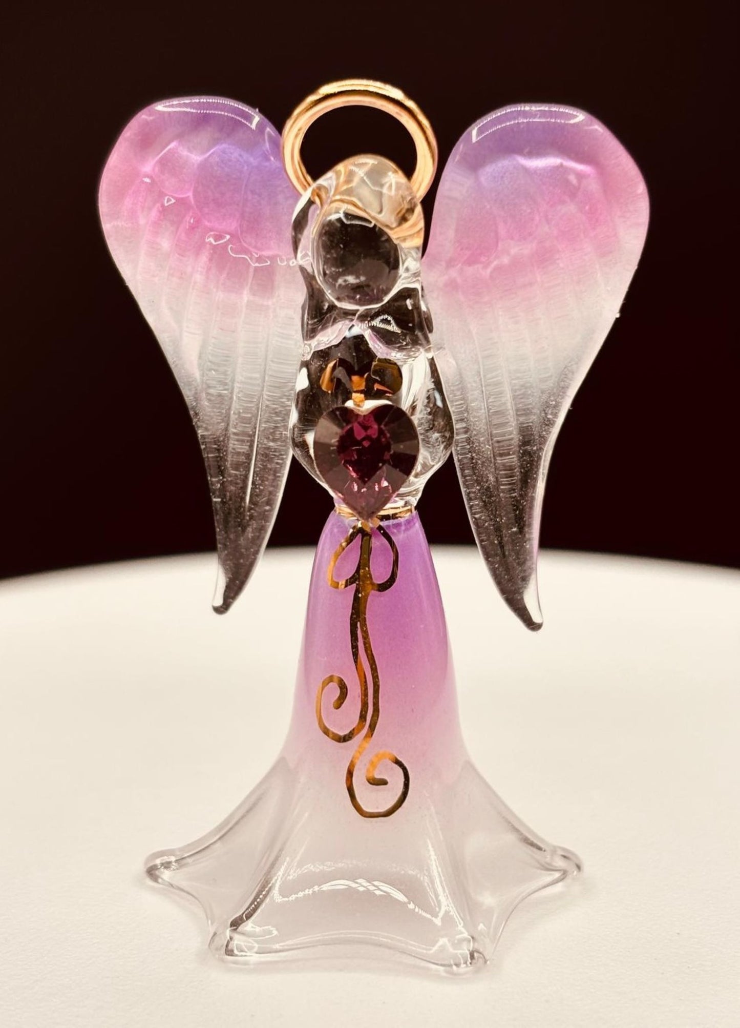 Lavender Angelique Figurine | Glass Angel Faith Gift Décor