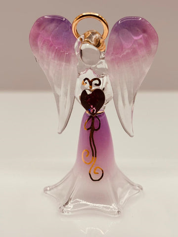 Lavender Angelique Figurine | Glass Angel Faith Gift Décor