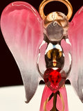 Red Angelique Figurine | Glass Angel Faith Gift with Crystal Heart
