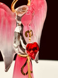 Red Angelique Figurine | Glass Angel Faith Gift with Crystal Heart