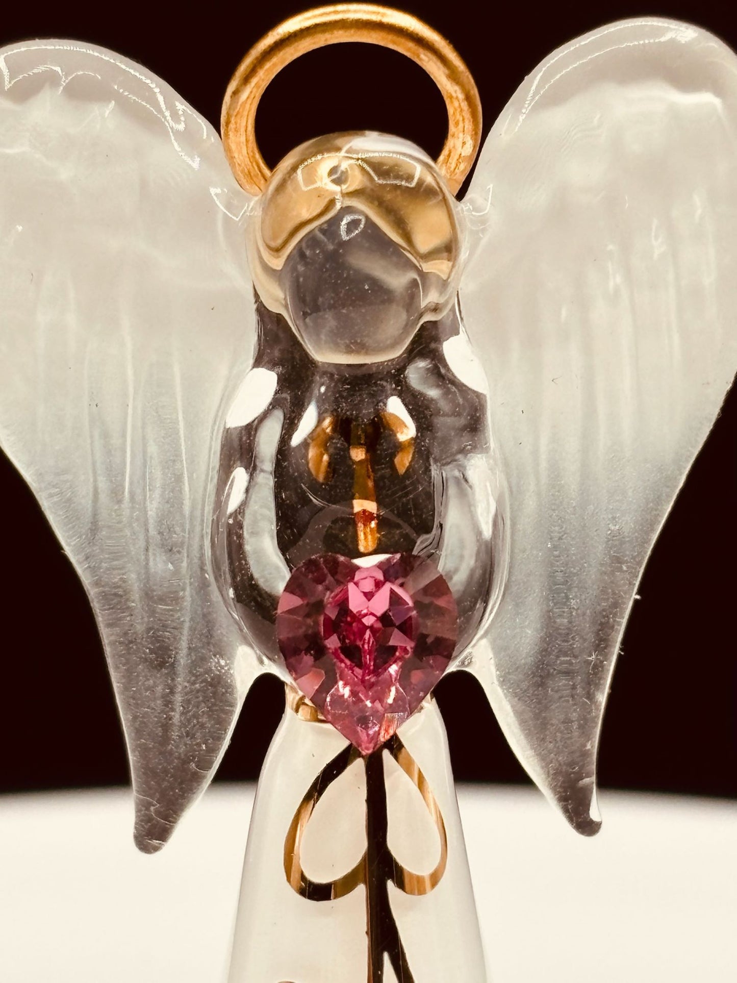 White Angelique Figurine | Glass Angel Faith Gift with Crystal Heart