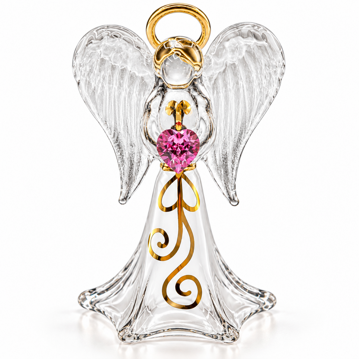 White Angelique Figurine | Glass Angel Faith Gift with Crystal Heart