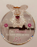 “I’m Blessed” Angel Glass Figurine | Faith Gift with Crystal Heart