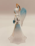 Blue Angel with Crystal Glass Figurine | Handcrafted Faith Gift with Heart