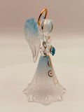 Blue Angel with Crystal Glass Figurine | Handcrafted Faith Gift with Heart