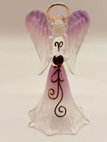 Lavender Angel Glass Figurine | Faith Gift with Purple Heart Crystal
