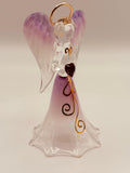 Lavender Angel Glass Figurine | Faith Gift with Purple Heart Crystal