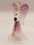 Lavender Angel Glass Figurine | Faith Gift with Purple Heart Crystal