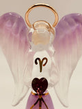 Lavender Angel Glass Figurine | Faith Gift with Purple Heart Crystal