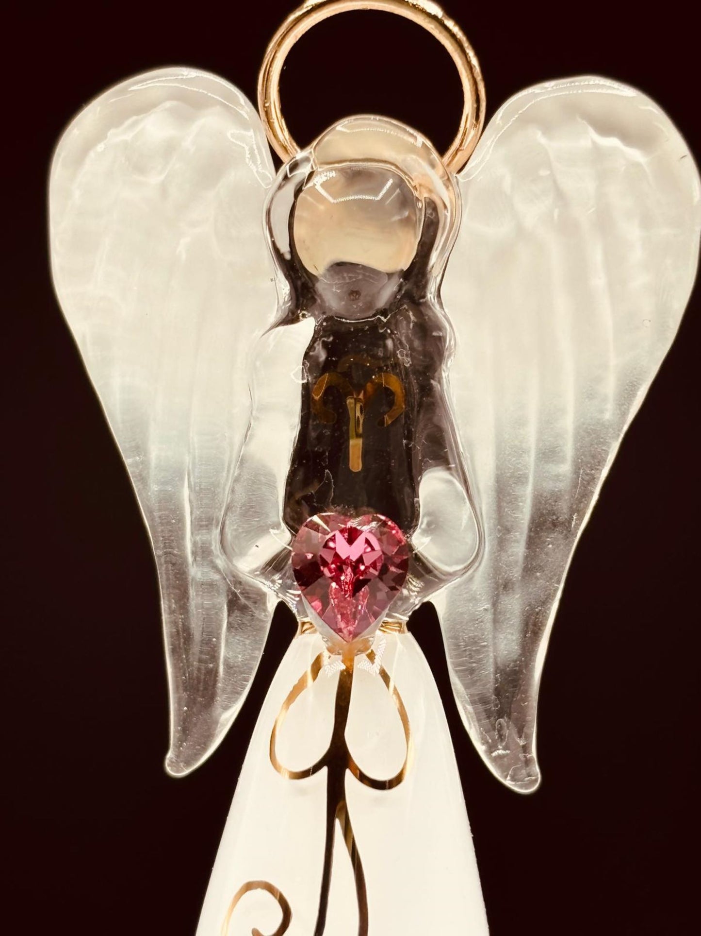 White Angel with Crystal Heart Figurine | Glass Faith Gift Décor
