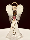 White Angel with Crystal Heart Figurine | Glass Faith Gift Décor