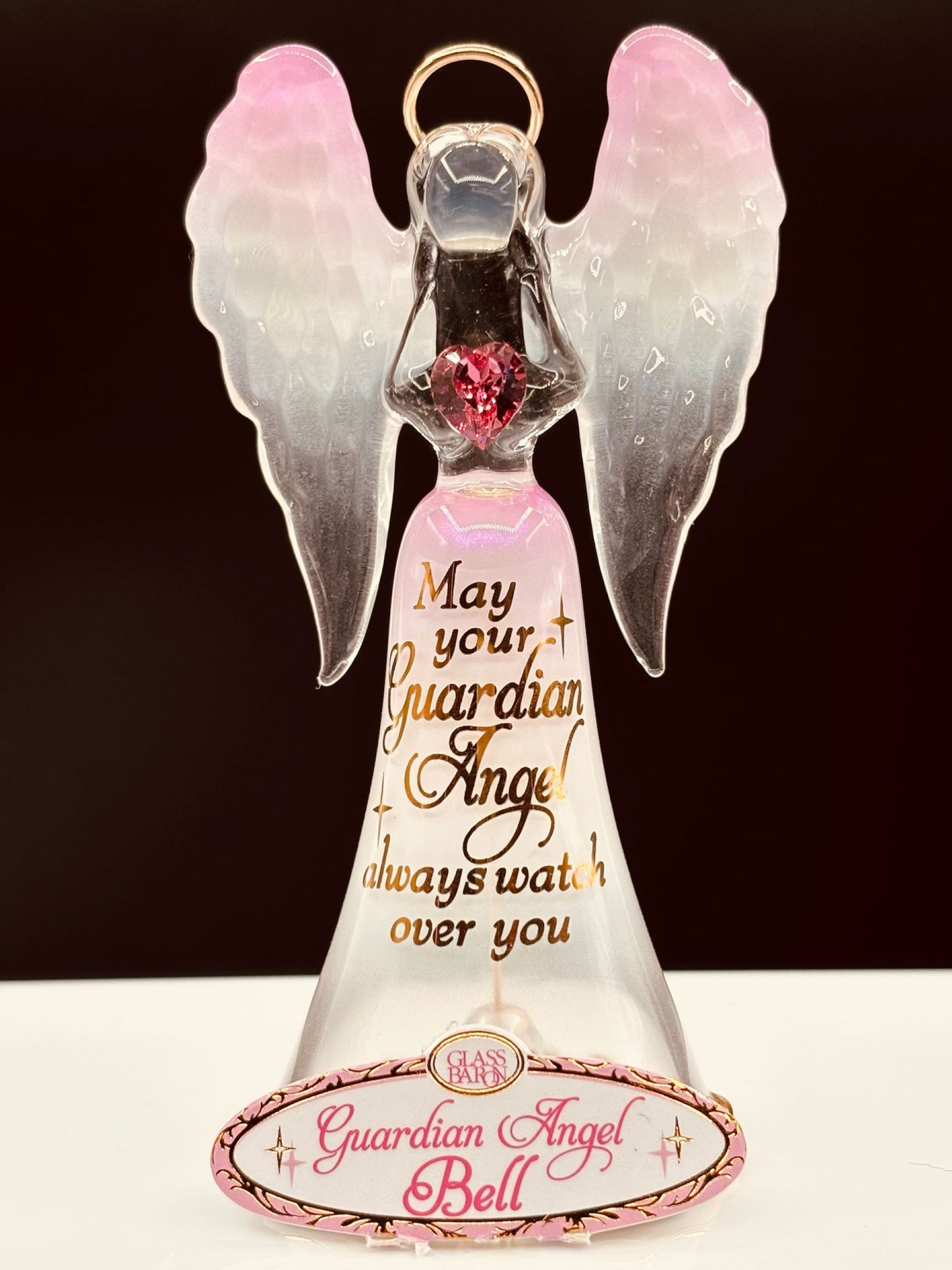 Guardian Angel Bell Figurine | Glass Angel Faith Gift Décor