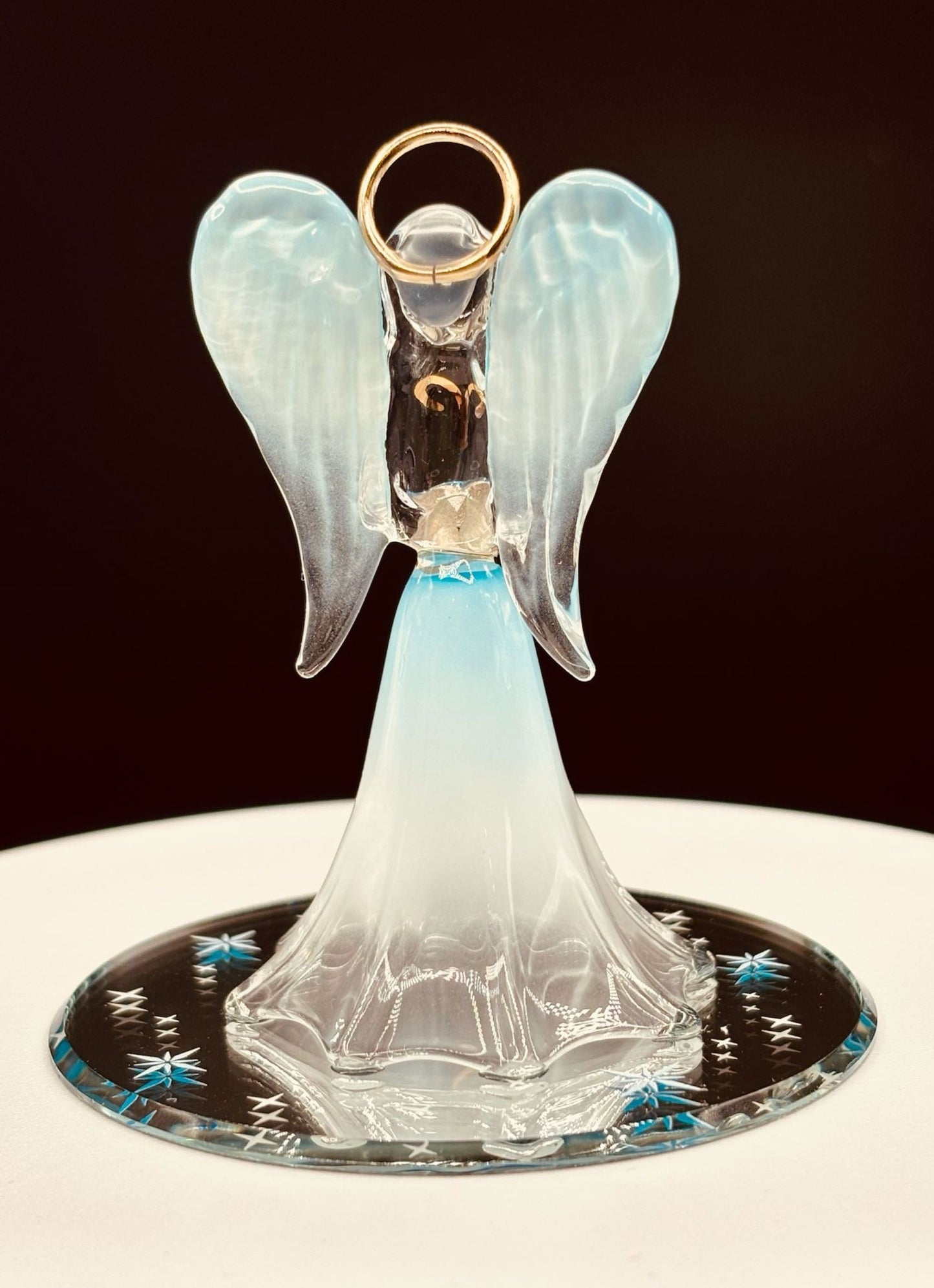 Heavenly Blue Angel Figurine | Glass Faith Gift with Crystal Heart