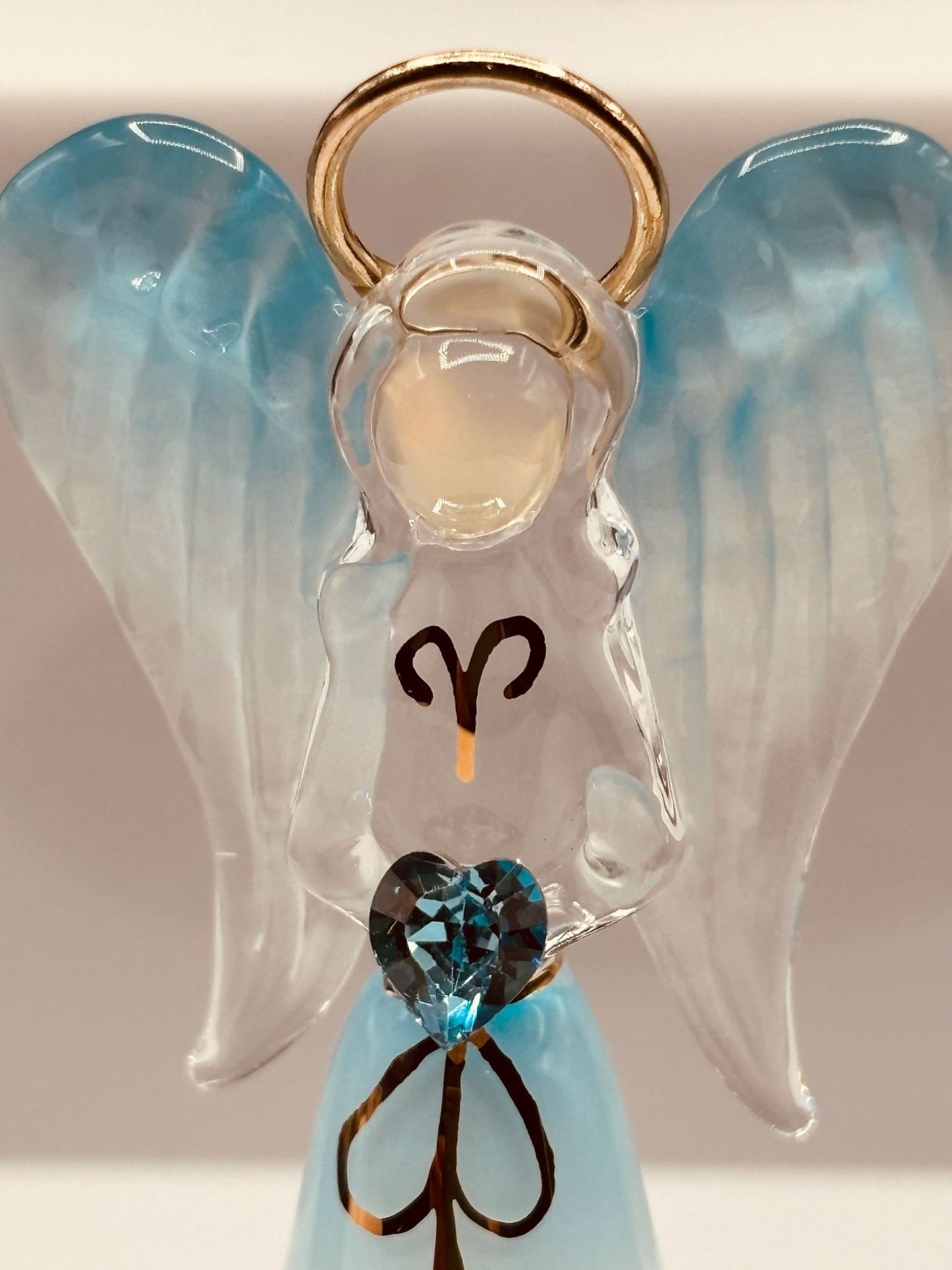 Heavenly Blue Angel Figurine | Glass Faith Gift with Crystal Heart