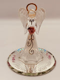 Glass angel figurine holding pink rose with Always by your side message