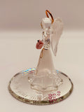 Angel with Pink Rose Figurine | Glass Inspirational Comfort Décor