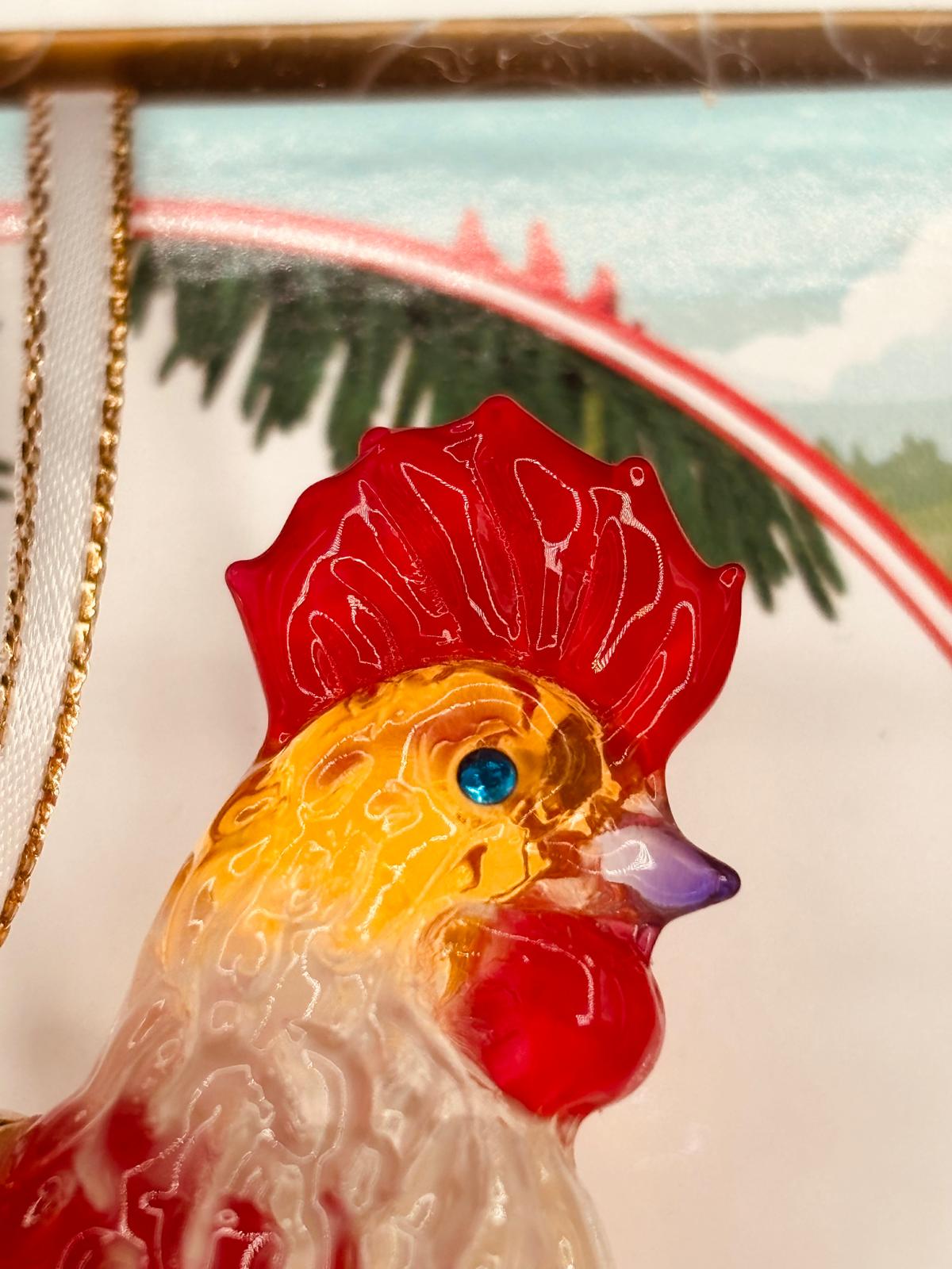 Glass Rooster Ornament | Handcrafted Farm Animal Décor