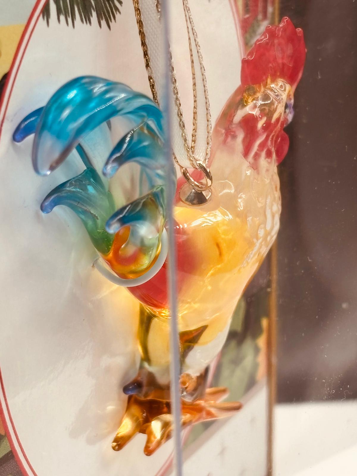 Glass Rooster Ornament | Handcrafted Farm Animal Décor
