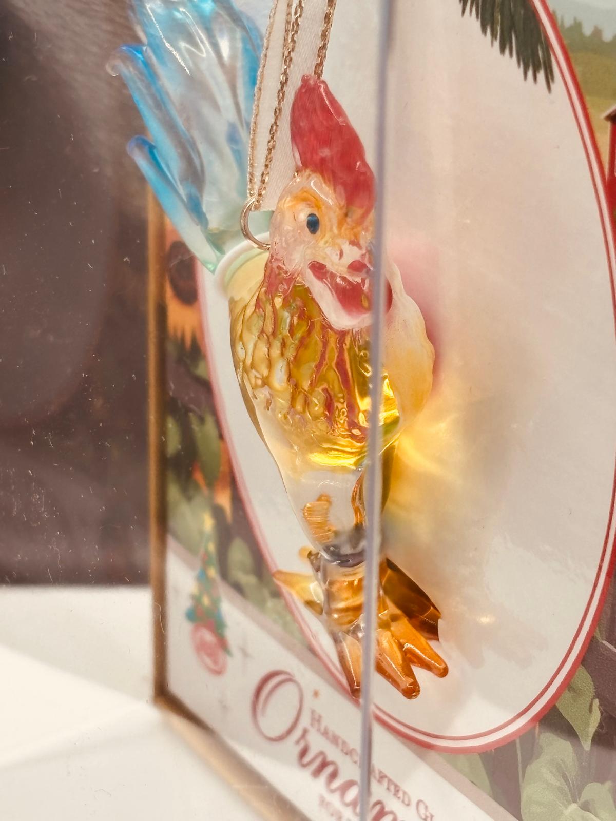 Glass Rooster Ornament | Handcrafted Farm Animal Décor