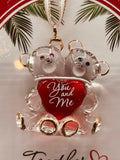 Bear Couple “You and Me” Ornament | Handcrafted Glass Love Décor