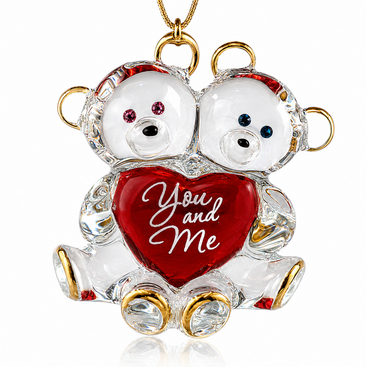 You and Me Bear Couple Ornament – Handcrafted Glass Love Gift for Couples
