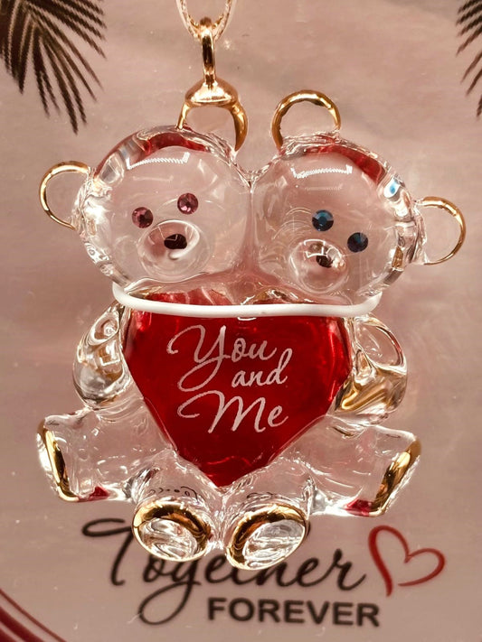 Bear Couple “You and Me” Ornament | Handcrafted Glass Love Décor