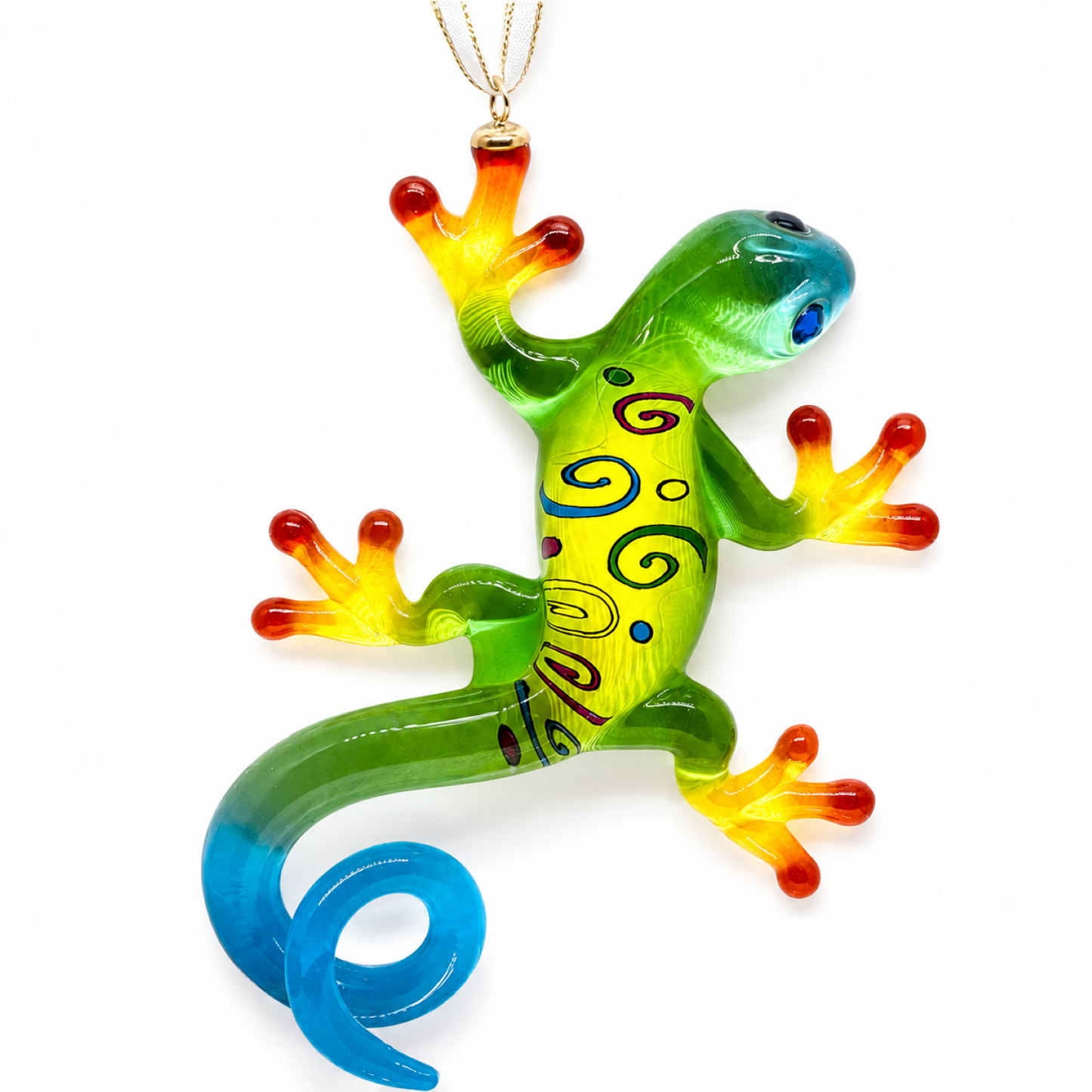 Christmas Gecko Ornament | Handcrafted Glass Gecko Holiday Tree Decoration