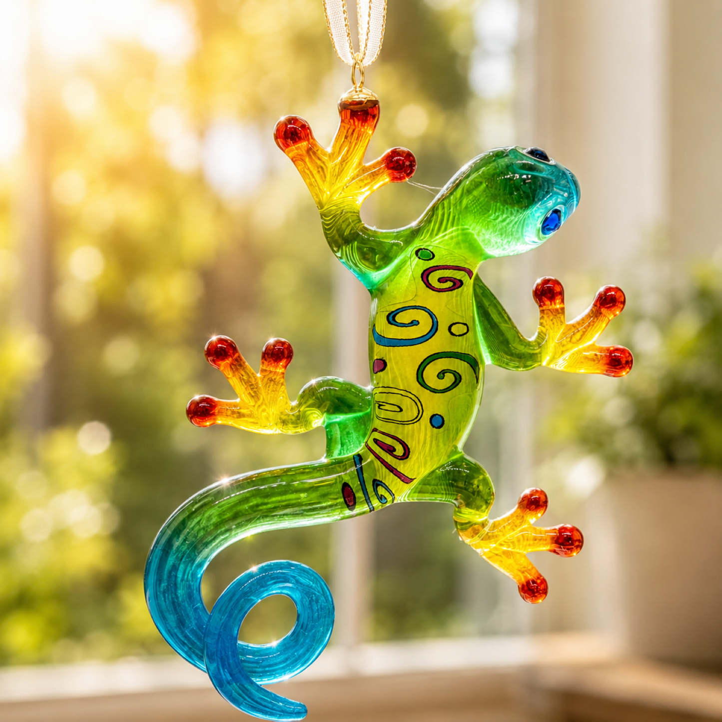 Christmas Gecko Ornament | Handcrafted Glass Gecko Holiday Tree Decoration