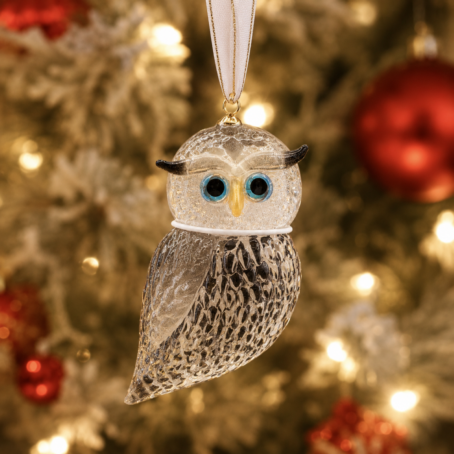 Snow Owl Ornament | Handcrafted Glass Owl Christmas Décor Gift