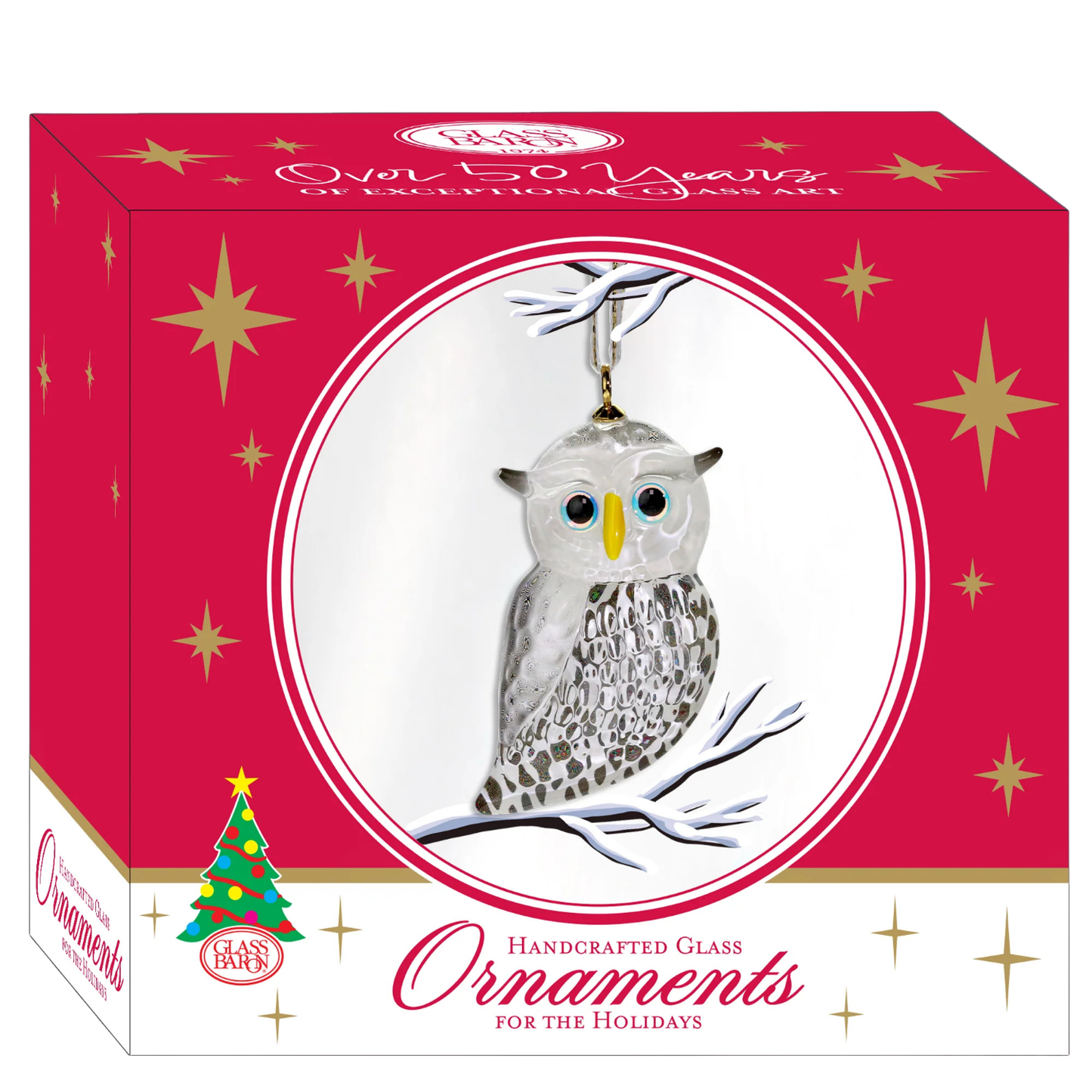 Snow Owl Ornament | Handcrafted Glass Owl Christmas Décor Gift