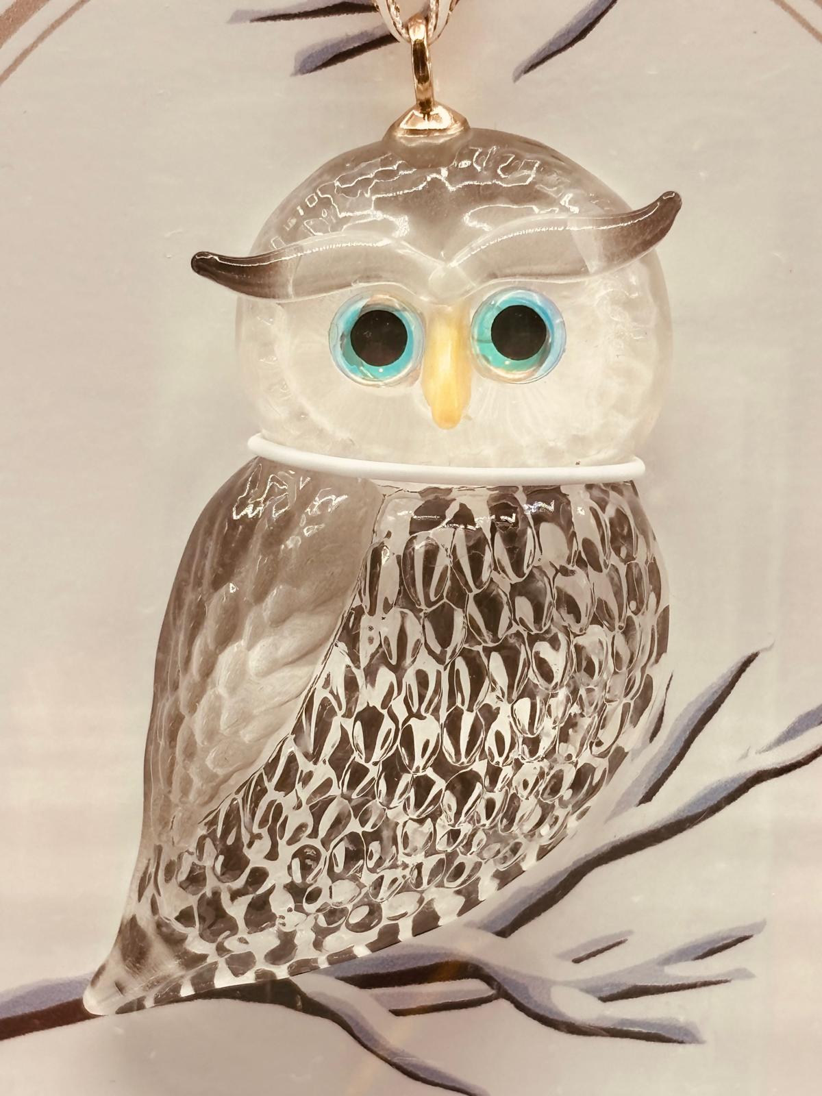 Snow Owl Ornament | Handcrafted Glass Owl Christmas Décor Gift