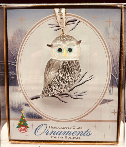 Snow Owl Ornament | Handcrafted Glass Owl Christmas Décor Gift