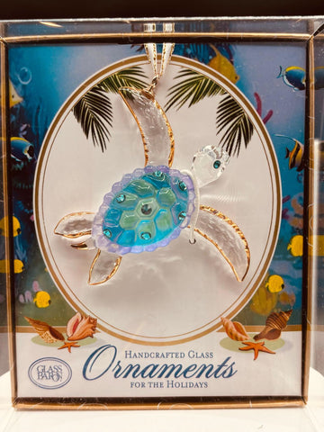 Sea Turtle Ornament | Glass Coastal Turtle Gift Décor