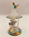 Spinning Carousel Glass Figurine | Handcrafted Collectible Carousel with Horses