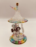 Spinning Carousel Glass Figurine | Handcrafted Collectible Carousel with Horses