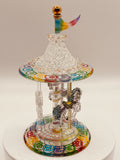 Spinning Carousel Glass Figurine | Handcrafted Collectible Carousel with Horses