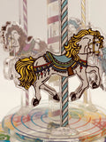 Spinning Carousel Glass Figurine | Handcrafted Collectible Carousel with Horses