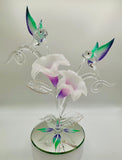 Hummingbirds with Lavender Lilies Figurine | Nature Display Décor
