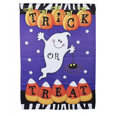 Darice Halloween Trick or Treat Ghost Spider House Flag 28 x 40 inches