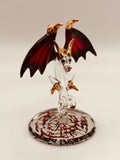 Tiny Terror Dragon Handcrafted Glass Figurine with Red Wings