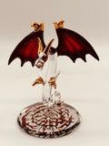 Tiny Terror Dragon Handcrafted Glass Figurine with Red Wings