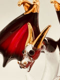Tiny Terror Dragon Handcrafted Glass Figurine with Red Wings