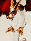 Tiny Terror Dragon Handcrafted Glass Figurine with Red Wings