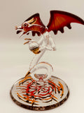 Dragon “Crystal Fury” Glass Figurine | Red Wing Fantasy Collectible with Crystal Ball