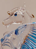 Celestial Pegasus Glass Figurine | Handcrafted Fantasy Decor with Crystal and Gold Accents